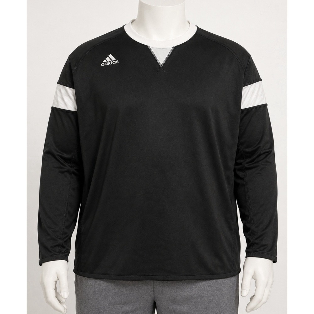 ADIDAS Men's Long Sleeve Shirt Pullover Black White Size XL XLarge Athletic